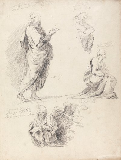 Blad met figuurstudies van Raphael