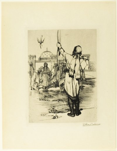 De boogschutter, frontispice uit Het Epos van Koningen, Verhalen opnieuw verteld door Firdusi door Sir Lawrence Alma Tadema
