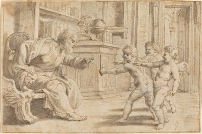 Putti Testen de Dieptewaarneming van een Man door Sir Peter Paul Rubens