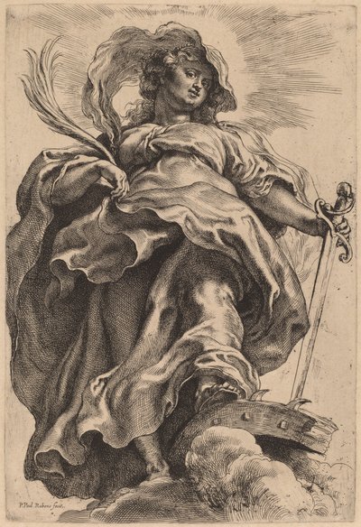 Sint-Catharina in de wolken door Sir Peter Paul Rubens