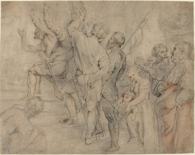 Deel van de Menigte bij het Ecce Homo door Sir Peter Paul Rubens over Anonymous Italian after Titian