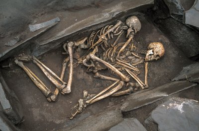 De botten van twee Scythen liggen in een 3000 jaar oud graf in Arzhan-2. door Sisse Brimberg