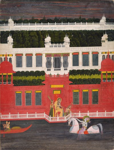 Krishna Ontvangt een Bloemkrans door Sitaram