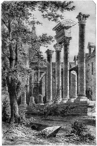 Overblijfselen van een Romeins theater in Besançon, Frankrijk, 1882-1884 door Smeeton