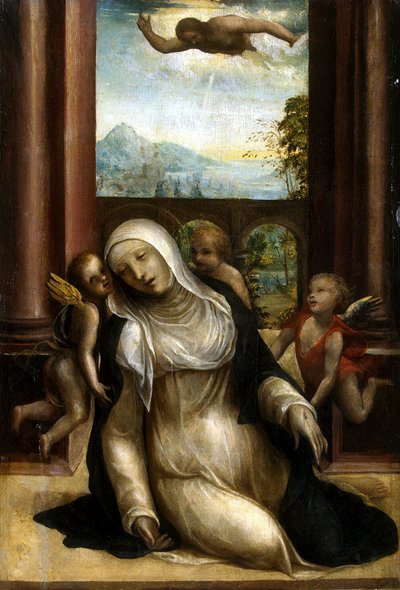 Stigmatisatie en flauwte van Sint Catharina van Siena door Sodoma,