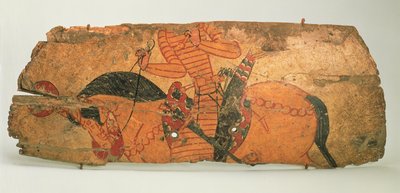 Schild, gevonden in de ruïnes van Qalai Mugh (Kasteel van de Zoroastriërs) door Sogdian Sogdian