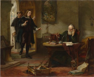Milton bezoekt Galileo toen hij een gevangene van de Inquisitie was door Solomon Alexander Hart