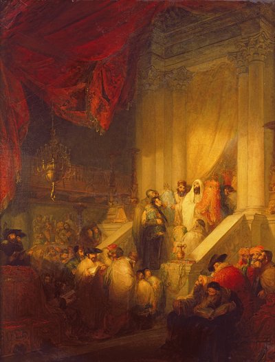 Lezing van de wet in een synagoge door Solomon Alexander Hart