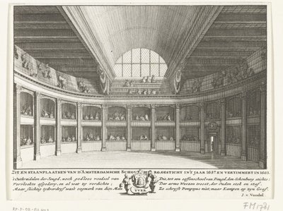 Het Theater van Jacob van Campen gezien vanaf het podium, 1658 door Solomon Savery