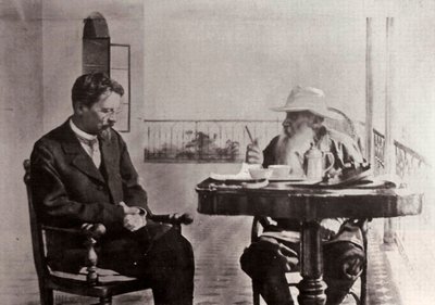 Leo Tolstoy en Anton Chekhov, Russische auteurs, 1902 door Sophia Andreevna Tolstaya