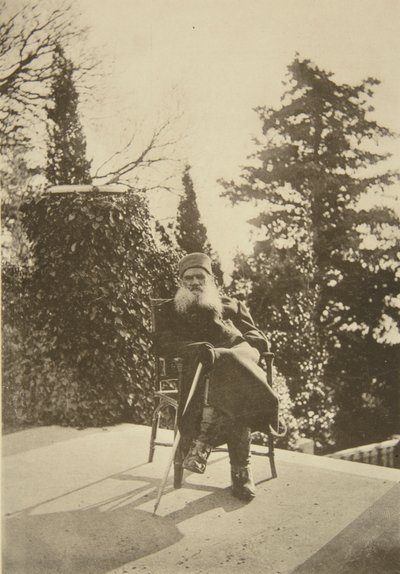 Russische auteur Leo Tolstoy, Gaspra, Krim, Rusland, 1902 door Sophia Andreevna Tolstaya
