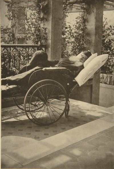 Russische auteur Leo Tolstoy herstellende in Gaspra, Krim, Rusland, 1902 door Sophia Andreevna Tolstaya