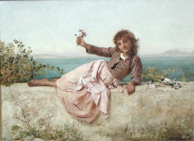 Een Bloemenverkoper in Capri, Italië, c.1875 door Sophie Anderson