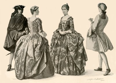 Kleding tijdens de regeerperiodes van koningin Anne en George I, 1702-1725, 1903, 1937 door Sophie B. Steel