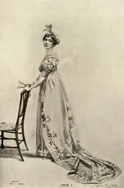 Empire jurk gedragen in Philadelphia, nu in Memorial Hall, 1804, 1903, 1937 door Sophie B. Steel