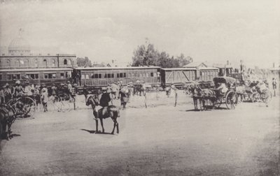 Historische Zichten, de Eerste Trein naar Johannesburg (zwart-wit foto) door South African Photographer