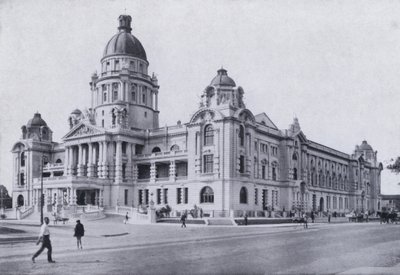 Stadhuis, vanaf het Royal Hotel, Durban (zwart-wit foto) door South African Photographer