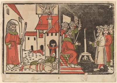 Bloedbad van de eerstgeborenen en Egyptische duisternis door Spanish 15th Century
