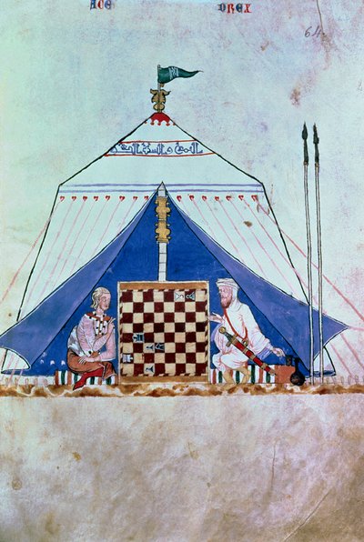 Een Moor en een Christen die schaken in een tent, uit het 