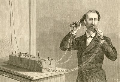 Een vroege telefoon. Uit El Museo Popular gepubliceerd in Madrid door Spanish School