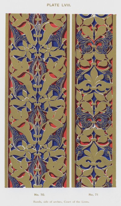 Banden, zijkant van bogen, Hof van de Leeuwen (kleur litho) door Spanish School