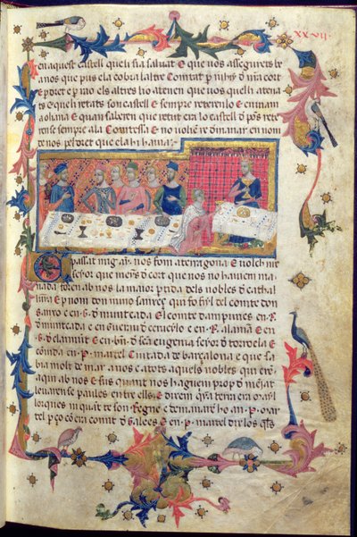 Banket gegeven door Vader Martell voor Jacobus I in Tarragona in 1228 door Spanish School