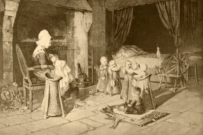 Kinderhuis in een dorp, naar een schilderij van Haag, uit 