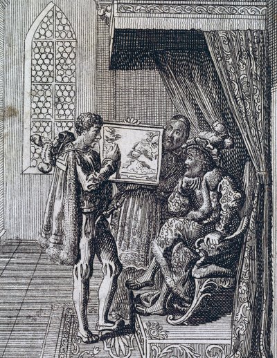 Christoffel Columbus biedt zijn diensten aan de koning van Portugal aan door Spanish School