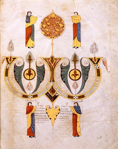 Colofon van de Visigotisch-Mozarabische Bijbel van St. Isidores, met portretten van de twee miniaturisten, Florencio en Sancho, fol.514r., A.D. 960 door Spanish School