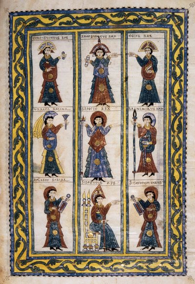 Raad van Spaanse Bisschoppen onder de Visigotische bezetting tussen 506 en 679 waarschijnlijk een Raad van Toledo, uit de Glosas Emilianenses, 992-994 door Spanish School
