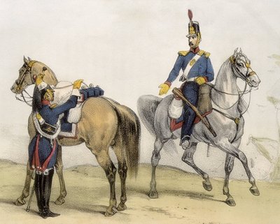 DE SOTTO, Serafin Maria, Graaf van Clonard (1793 - 1862). Historia organica de las armas de Infanteria y Caballeria espanolas. 1851 - 1859. Ruiters tijdens het bewind van Ferdinand VII van Spanje. Soldaat van de Linie Cavalerie en Lichte Cavalerie (1824-18 door Spanish School