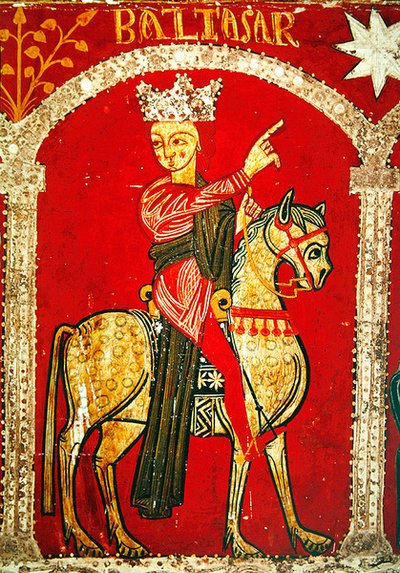 Altaarfrontaal met afbeelding van Balthasar (tempera op paneel) door Spanish School