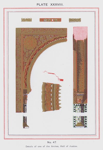 Details van een van de bogen, Hal van Justitie (kleur litho) door Spanish School