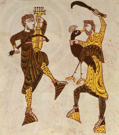 Twee Mannen Dansen, uit de Beatus Apocalyps van Santo Domingo de Silos door Spanish School