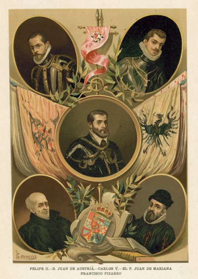 Beroemde Spaanse historische figuren van de 16e eeuw door Spanish School