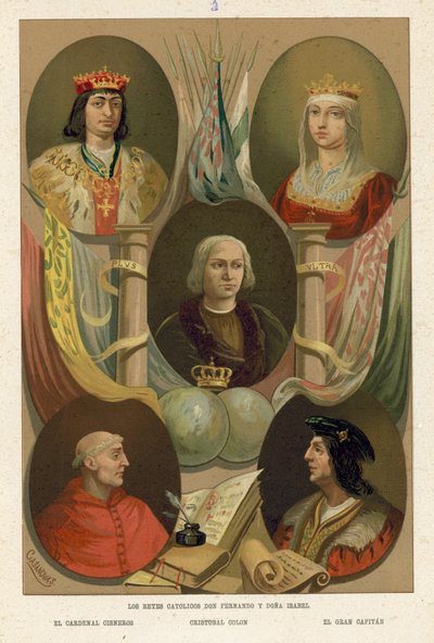 Ferdinand en Isabella van Spanje door Spanish School