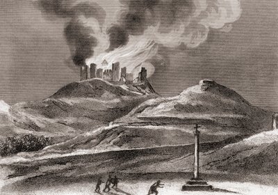 Brand in het klooster van Montearagon, Quincena, Huesca, Spanje in 1835 door Spanish School