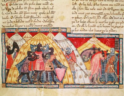 De Gevangenneming van Antenor, uit de Codex Benito Santa Mora door Spanish School