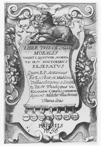 Frontispice voor Liber Theologiae Moralis, door Antonio Escobar y Mendoza, 1656 door Spanish School