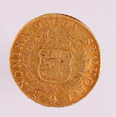 Gouden munt (8 ecus) uit Spanje: regeerperiode van Ferdinand VI door Spanish School
