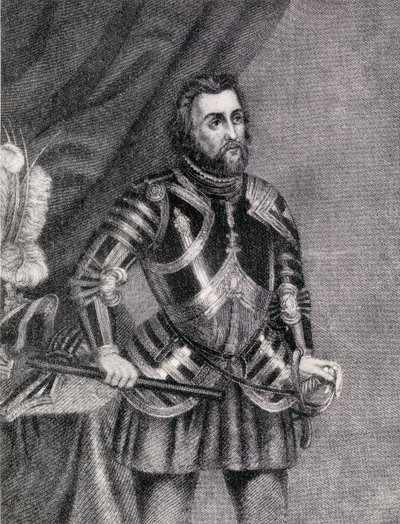 Hernan Cortes, Marques del valle de Oaxaca (1485-1547) door Spanish School