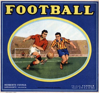 Afbeelding van twee Spaanse voetballers. Reclameposter, Valencia door Spanish School