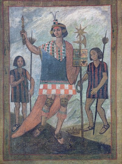 Inwoners van de Nieuwe Wereld ontmoet door Christoffel Columbus tijdens zijn eerste reis in 1492 door Spanish School