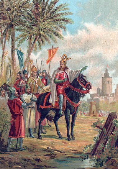 Jaime I van Aragon, de Veroveraar, buiten Valencia door Spanish School