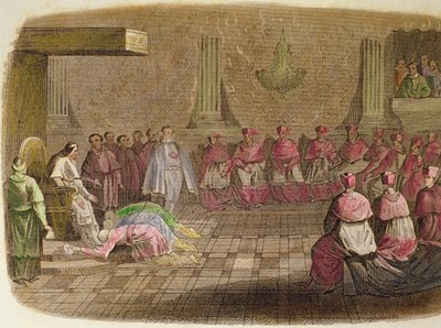 Japanse ambassadeurs buigen voor de voeten van paus Gregorius XIII in 1585 door Spanish School