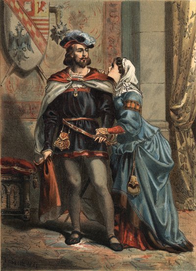Jeanne van Spanje, bekend als La Folle (1479-1555), koningin van Castilië en haar echtgenoot Filips de Schone (1478-1506), koning van Spanje en aartshertog van Oostenrijk (in 