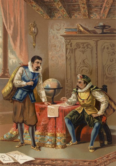 Johannes Kepler en Tycho Brahe bij het observatorium van Praag, ca. 1600 door Spanish School