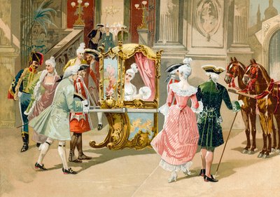 Vertrek uit de opera in pre-revolutionair Frankrijk door Spanish School