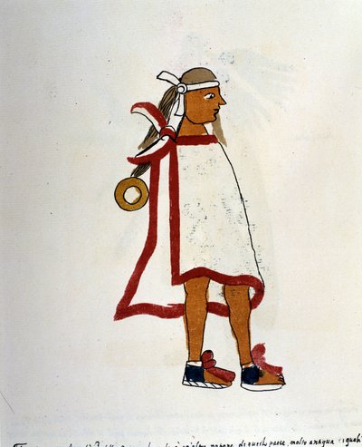 Man van het Azteekse volk in Codex Vaticanus 3738 (Codex Vat. Rios). Facsimile van het manuscript door Dominicaan Pedro de los Rios, tussen 1570 en 1589, Bibl. Vatican door Spanish School