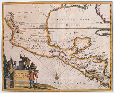 Kaart van Nieuw-Spanje, Nieuw-Galicië en Guatemala, 1625 door Spanish School